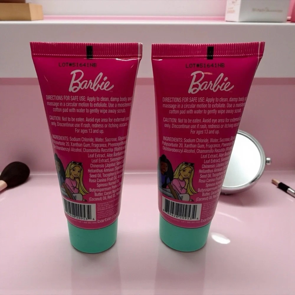 Barbie Body Scrub, (2) Tubes, 2 Oz each, Strawberry Scent, NEW- Easter Baskets